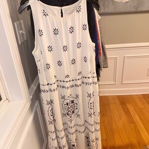 LOFT Ivory and Navy Floral Maxi Dress
